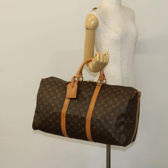 LOUIS VUITTON Monogram Keepall Bandouliere 50 Boston Bag M41416 LV Auth 131934 - Picture 1 of 16